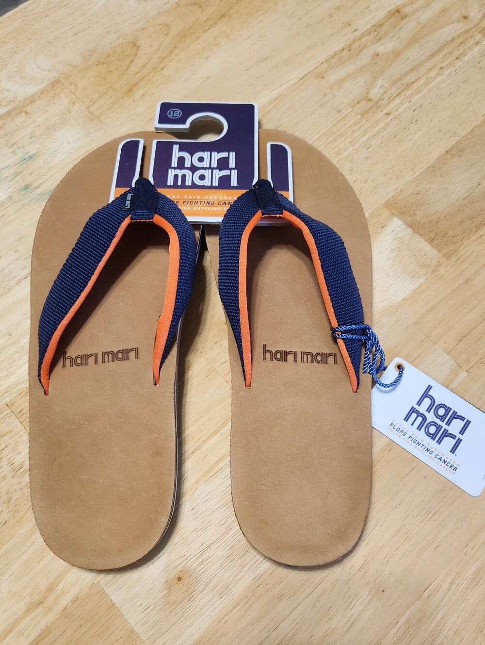 Hari Mari Scout Flip Flop Comfort Sandals Men 12 Navy Orange Memory Foam Slip On
